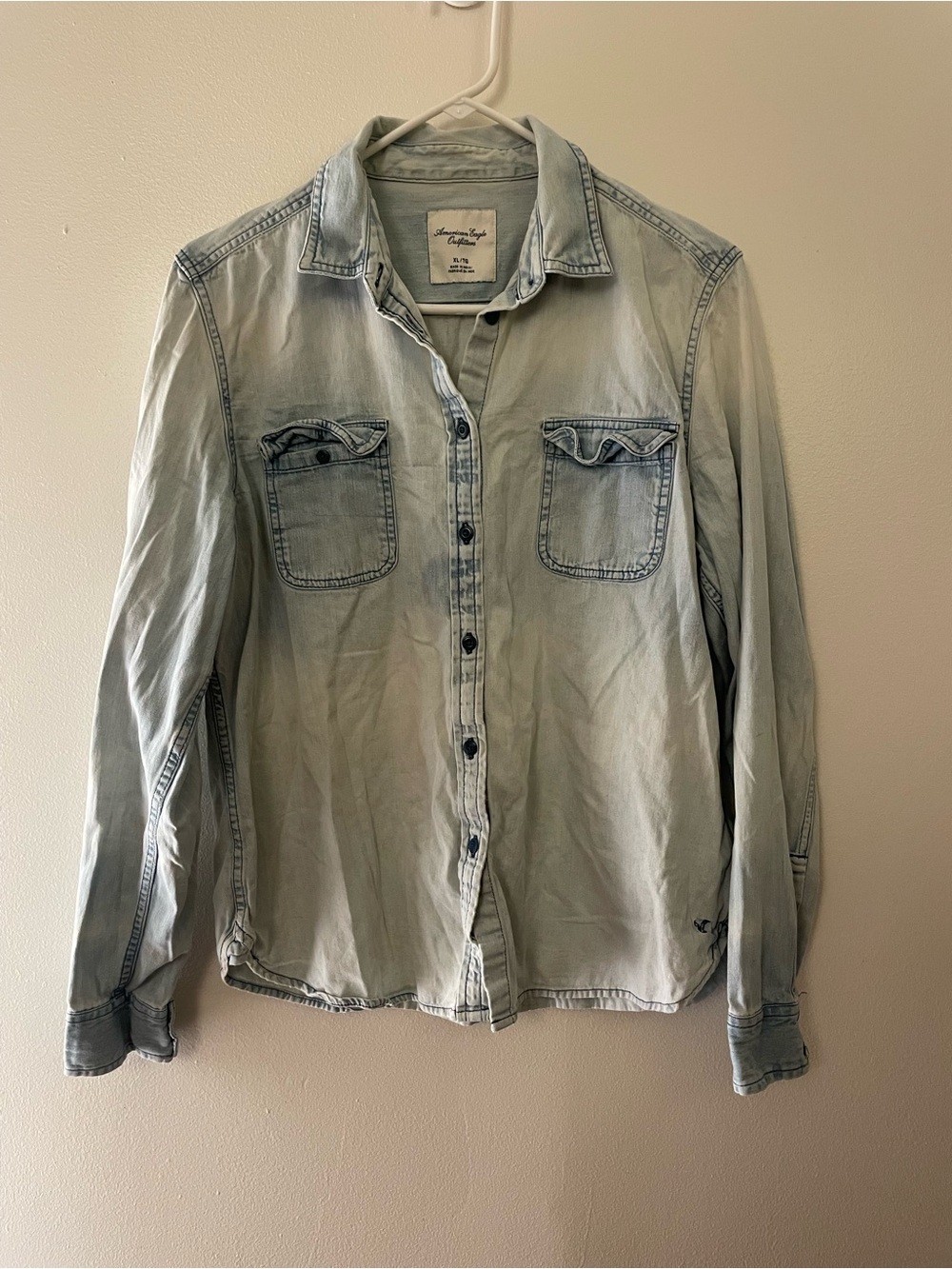 American Eagle Outfitters Light Blue Washed Denim Shirt